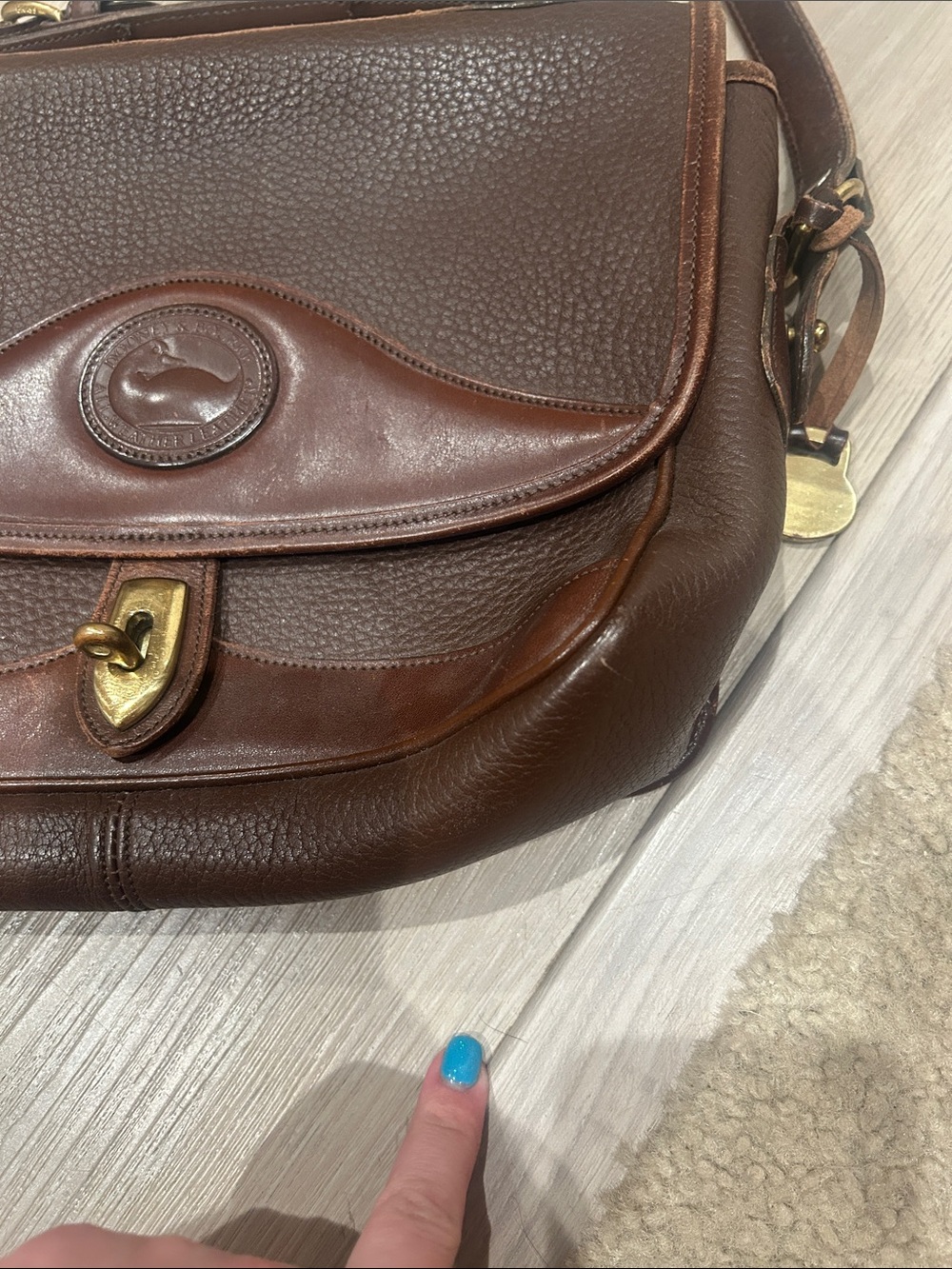 Vintage Dark Brown Leather Dooney & Bourke Crossbody Satchel - Picture 4 of 15